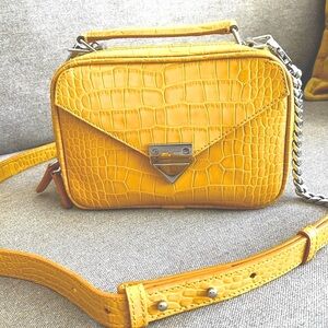 The Kooples Croc-Embossed Yellow Leather Crossbody Bag – Excellent Condition